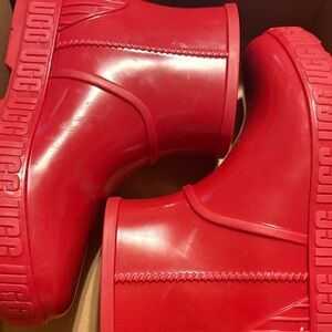 UGG Red Gloss Rubber Platform Boots